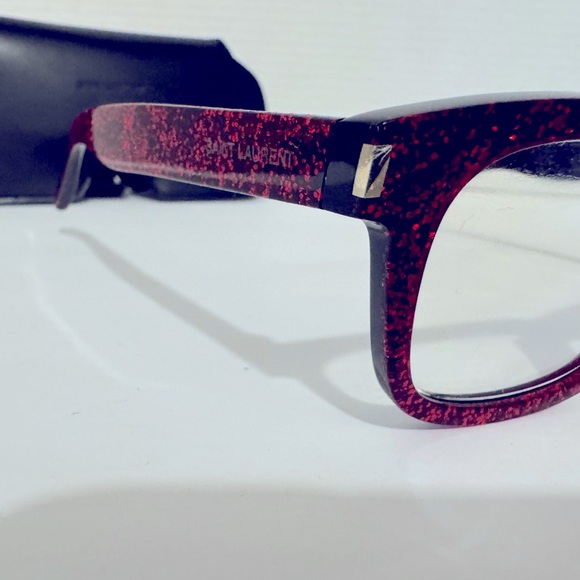 Yves Saint Laurent Red Glitter Eyeglass Frame - 140/48/22 UNISEX - Picture 4 of 8